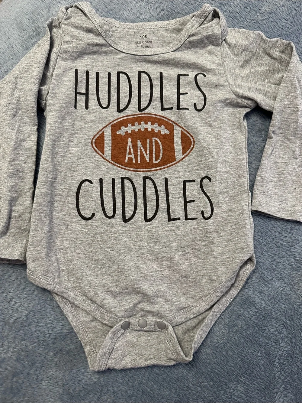Football Huddles and Cuddles Gray Bodysuit 2-3T